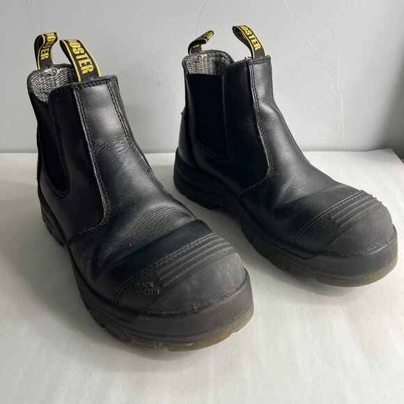 RockRooster Bakken Black Pull on Leather Work Boots Unisex (M9‎ | W10.5) main image 8